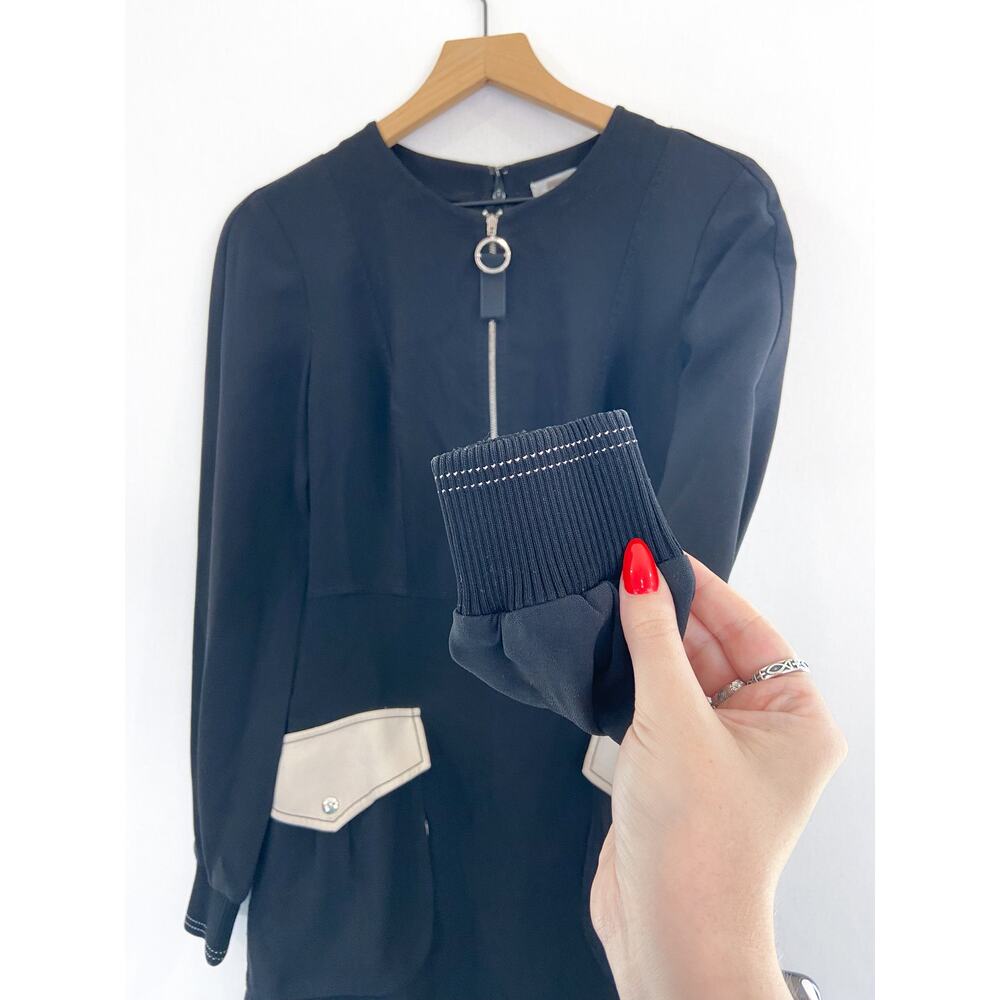 Jason Wu Grey Black Cream Fit Flare Dress 2 Modern Contemporary Minimalist Sleek - Picture 9 of 10
